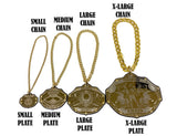 Champion Chains and Plate Sizes in laser with text