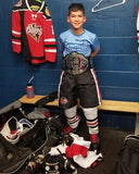 Hockey belt around kid waist