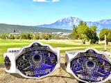 Custom golf theme Championship 1.0 Belt - White Belt / Purple Plates